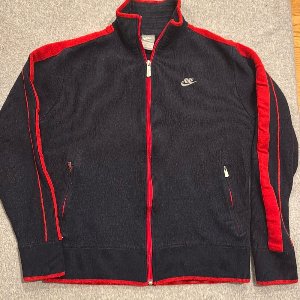 Vintage Nike Mens M Travis Scott Mini Swoosh Wool Blend Knit Full Zip Sweater
